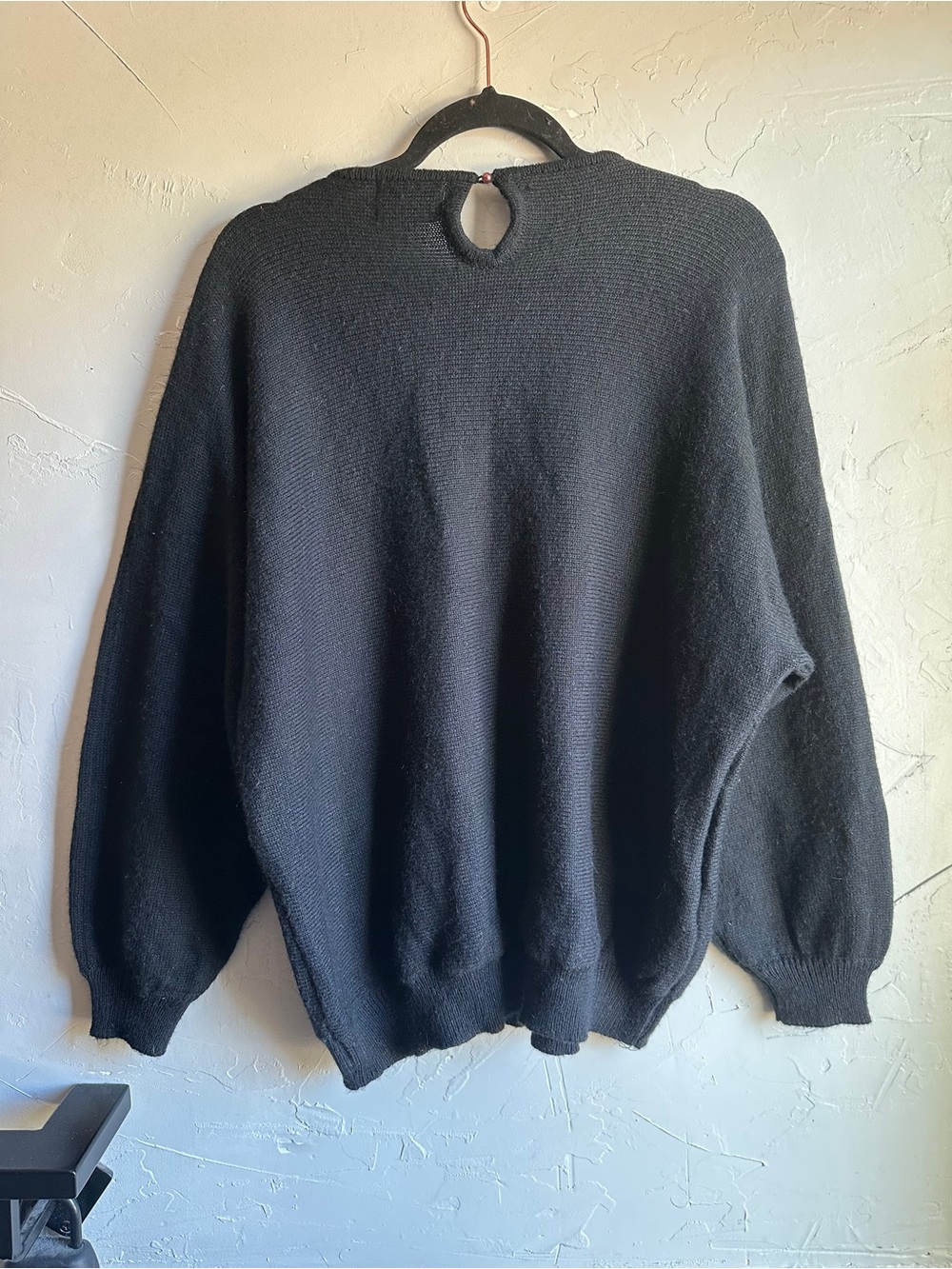 Vintage Newcomer II Black Beaded Relaxed Drop Shoulder Statement Sweater M/L - Picture 5 of 8